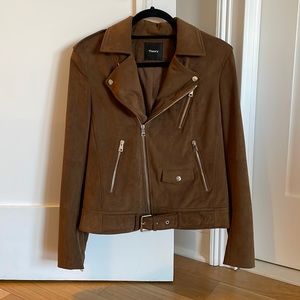 Theory faux suede moto jacket